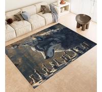 Tapis 180x240 cm Imitation Cachemire Lavable Motif Loup Couronne éChecs PièCe 3D Haute Résistance Tapis Lavable en Machine Parfait pour Grands Salons Chambres d'Hôtes de Luxe et Espaces de Réception