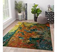 Tapis 180x240 Lavable carpette de Grande Surface Doux avec Bords renforcés Descente lit Vintage Paysage à Poil Court pour Salon Salle Manger Chambre Le imprimé Red Vineyard