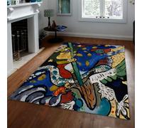 Tapis 180x240cm Expressionnisme Abstrait Style Peinture à l'huile Lavable | Tapis de sol moderne coloré Tapis vintage antidérapant pour la décoration du salon et de la chambre
