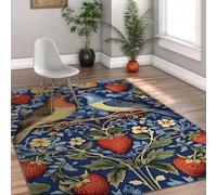 Tapis 180x270 de Salon William Morris Grands carpette Doux lavables Ferme pour Chambre Descente lit d Accent Bureau intérieur Décoration intérieure Oiseaux Marins Vintage Motif à Fraise