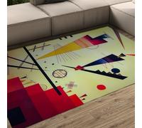 Tapis 180x270 géométrique carpette lavables Descente de lit à Motif Mid Century Modern pour Bureau Cuisine antidérapant rétro Poil Bas Doux et Fin en Petit entrée Table Chevet Salle