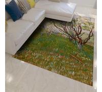 Tapis 180x270 Lavable pour Le Salon carpette à Poils Bas Descente de lit Doux la Chambre antidérapant intérieur Sol Peinture célèbre imprimé verger Fleuri Salle Manger Cuisine Bureau