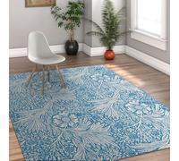 Tapis 180x270 Lavable pour Salon Chambre et Salle à Manger carpette Ultra Doux Grande Descente de lit Floraux botaniques Bleus antidérapant ou Poil Bas imprimé William Morris Vintage Une