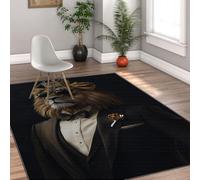 Tapis 180x300cm urbains Lion in Suit Art Machine Salon carpette antidérapant Descente de lit dérapants Fins pliants Salle Jeux Chambre à Poil Bas Portraits d Animaux décor créatif