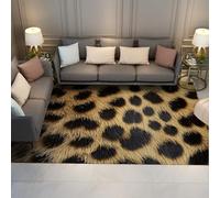 Tapis 200x300 à imprimé léopard pour Le Salon Texture Moderne de Fourrure Beige dorée Taches Noires carpette lavables Descente lit antidérapants d intérieur Doux Animaux Chambre Bureau