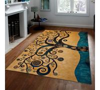 Tapis 200x300 d Espace Tree of Life carpette de Salon Descente lit lavables Bohèmes Doux et antidérapants pour Chambre sous la Table à Manger Bureau Abstrait Moderne en Spirale Bleu