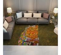 Tapis 200x300 doré Lavable à la Machine Grand Salon carpette antidérapant Art Nouveau pour Couple Motif de Chambre tapissé Bureau Cuisine Salle Manger moquets bohèmes au Sol Descente lit