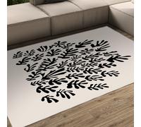 Tapis 200x300 Noir et Blanc carpette Abstrait Moderne Ultra Doux Lavable Descente de lit géométrique antidérapant avec Dos en Caoutchouc Non détachant Grands pour Salon Chambre Salle à