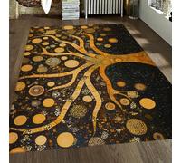 Tapis 200x300 Tree of Life carpette lavables pour Le Salon Descente de lit en mosaïque dorée Bureau Salle à Manger Chambre des Enfants et Ferme antidérapant Poil Bas Les Zones très