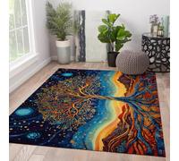 Tapis 200x300 Tree of Life pour Salon carpette lavables Descente de lit paysagers désertiques antidérapant Pliable Ferme Sol intérieur Chambre Table à Manger Maison colorés Cosmic Night