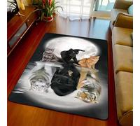 Tapis 3D Animaux Mignons Chat Lion Tigre Animal 160 X 200 Cm / 62.99" X 78.74" Tapis Salon Chambre Jeux D'Enfants Tapis De Sol Famille Tapis De Bienvenue Flanelle Paillasson Antidérapant -4G9T2Q7R1C7O