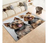Tapis 3D Animaux Yorkshire Terrier Animal De Compagnie Tapis Salon & Chambre Lavable 60 x 90 cm Tapis Intérieur Extérieur À Poils Courts, Antidérapant Et Facile À Nettoyer Pour Salle À Manger & Bureau