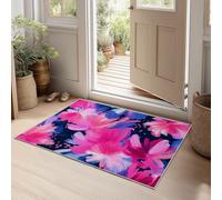 Tapis 3D Art Peinture Fleurs Petit Tapis Salon Rectangle Antidérapant Enfant Ado Chambre Décoration, Bureau Salle a Manger Doux Poil Ras Rug Noir Lavable 60 x 90 cm