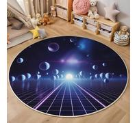Tapis 3D Bleu Grille De Photosphère Imprimé Area Rug Anti-Slip Art De Science-Fiction pour Salon Chambre Salle À Manger Paillasson Cuisine De Sol Enfants Home Decor Moelleux 100Cm