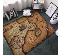 Tapis 3D Carte Au Trésor Pirate Monochrome Vintage Imprimé Décor À La Maison Antidérapant Doux, Tapis pour Chambre d'enfant - Polyester Doux Au Toucher Facile À Nettoyer 50 X 80 Cm