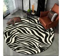 Tapis 3D coloré à Rayures zébrées Tapis Rond à Motif imprimé pour Salon Chambre à Coucher Tapis de Sol,Diamètre 120cm