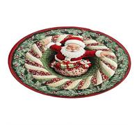 Tapis 3D de Noël, tapis rond matelassé Père Noël, illusion d'optique de Noël, tapis décoratif avec motif de profondeur, paillasson visuel antidérapant
