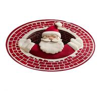 Tapis 3D de Noël, tapis rond matelassé Père Noël, illusion d'optique de Noël, tapis décoratif avec motif de profondeur, paillasson visuel antidérapant