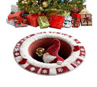 Tapis 3D - Décorations de Noël Rondes Anti-dérapantes - Tapis Matelassé À Effet Visuel Père Noël | pour Salon Salle de Bain Cuisine Entrée Patio Porche Fête de Vacances