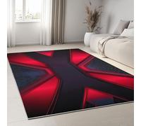 Tapis 3D Formes Modernes Technologiques Et Géométriques Tapis Salon Extérieur Intérieur Terrasse Balcon Cuisine Chambre Rectangle Antidérapant, Enfant Ado Décoration, Rouge Et Noir 60 x 90 cm