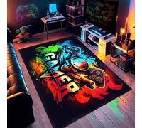 Tapis 3D Gamepad Motif de Manette de Jeu 100 x 150 cm, Tapis Manette De Jeux Coloré et Moderne De Grande Surface en et Antidérapante, Idéal pour Salon, Chambre De Garçon et Chambre d'Adolescent (C)