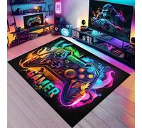 Tapis 3D Gamepad Motif de Manette de Jeu 140 x 180 cm, Tapis Manette De Jeux Coloré et Moderne De Grande Surface en et Antidérapante, Idéal pour Salon, Chambre De Garçon et Chambre d'Adolescent (E)