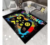 Tapis 3D Gamepad Motif de Manette de Jeu 60 x 90 cm, Tapis Manette De Jeux Coloré et Moderne De Grande Surface en et Antidérapante, Idéal pour Salon, Chambre De Garçon et Chambre d'Adolescent (A)