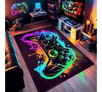 Tapis 3D Gamepad Motif de Manette de Jeu 80 x 120 cm, Tapis Manette De Jeux Coloré et Moderne De Grande Surface en et Antidérapante, Idéal pour Salon, Chambre De Garçon et Chambre d'Adolescent (F)