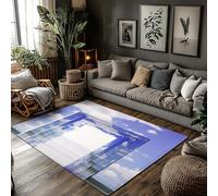 Tapis 3D géométrique Bleu, Gris, Abstrait Rectangle Sage, paillasson, Salon et moquette-40x60cm