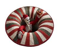 Tapis 3D Illusion d'optique 3D - Tapis de Noël rond matelassé pour salle de bain, chambre à coucher, entrée, cuisine, ferme, vacances d'hiver