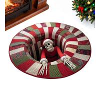 Tapis 3D Illusion Optique - Squelette pour la décoration de Noël de la maison - Tapis d'entrée matelassé drôle crâne | Pour intérieur salle de bains chambre entrée cuisine ferme vacances