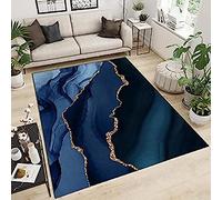 Tapis, 3D Imprimé Marbre Bleu Foncé De Luxe Léger Antidérapant Area Rug, Chambre Tapis Salon Anti-Slip Tapis La Chambre des Enfants Home Decor 120 X 160 Cm / 47,24 X 63 Pouces -9E5B+C8U