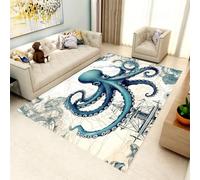 Tapis, 3D Imprimé Poulpe Animal Antidérapant Area Rug, Chambre Tapis Salon Anti-Slip Tapis La Chambre des Enfants Home Decor 80 X 120 Cm ，avec Support en Caoutchouc -644272121602