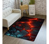 Tapis 3D Motif Volcan Lave Fissures Grand Format,Carpet pour Salon Chambre Canapé L'entrée la Décoration, Les Jeux d'enfants,Antidérapant Area Rug pour Salle de Jeux (Multi 1,120x160 cm)