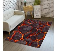 Tapis 3D Motif Volcan Lave Fissures Grand Format,Carpet pour Salon Chambre Canapé L'entrée la Décoration, Les Jeux d'enfants,Antidérapant Area Rug pour Salle de Jeux (Multi 5,50x120 cm)
