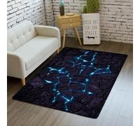 Tapis 3D Motif Volcan Lave Fissures Grand Format,Carpet pour Salon Chambre Canapé L'entrée la Décoration, Les Jeux d'enfants,Antidérapant Area Rug pour Salle de Jeux (Multi 2,50x80 cm)