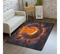 Tapis 3D Motif Volcan Lave Fissures Grand Format,Carpet pour Salon Chambre Canapé L'entrée la Décoration, Les Jeux d'enfants,Antidérapant Area Rug pour Salle de Jeux (Multi 6,100x150 cm)