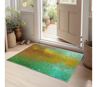 Tapis 3D Nature Verre Gouttelettes d'eau Petit Tapis Salon Rectangle Antidérapant Enfant Ado Chambre Décoration, Bureau Salle a Manger Doux Poil Ras Rug Vert Lavable 60 x 90 cm