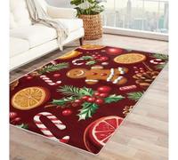 Tapis 3D Noël Homme en Pain d’épices Espace rayé en Bonbons Moquette Polyester Moquette extérieure Rectangulaire Salon Terrasse Grandes nattes-40x60cm