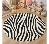 Tapis 3D Noir Et Blanc Rayures De Zèbre Imprimé Area Rug Anti-Slip Textures Animales pour Salon Chambre Salle À Manger Paillasson Cuisine De Sol Enfants Home Decor Moelleux 180Cm