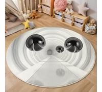 Tapis 3D Noir Et Blanc Tunnel De La Sphère Imprimé Area Rug Anti-Slip Géométrie du Futur pour Salon Chambre Salle À Manger Paillasson Cuisine De Sol Enfants Home Decor Moelleux 160Cm