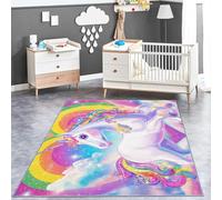 Tapis 3D Nuage en Forme de cœur de Licorne Tapis de Salon Rose et Blanc Tapis de Chambre à Coucher, Tapis de Sol à Motif de Grande Surface Convient Cuisine de la Chambre des Enfants 60 x 110 cm