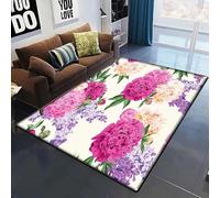 Tapis 3D Plante Rose Fleur Petit Tapis Salon Moderne Chambre Carre Antidérapant Enfant Ado Décoration, 120 X 160 Cm - Ne Perd Pas Ses Poils Et Est Facile d'entretien.,avec Support en C -7839792335112