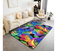 Tapis 3D Plante Rose Fleur Petit Tapis Salon Moderne Chambre Carre Antidérapant Enfant Ado Décoration, 140 X 200 Cm - Ne Perd Pas Ses Poils Et Est Facile d'entretien.,avec Support en C -895366440982