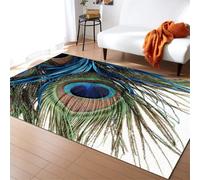 Tapis 3D Plumes De Paon Animaux Petit Tapis Salon Moderne Chambre Carre Antidérapant Enfant Ado Décoration, 120 X 160 Cm - Ne Perd Pas Ses Poils Et Est Facile d'entretien.，avec Support -186657977130
