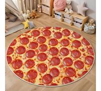 Tapis 3D Rouge Pizza À La Saucisse Imprimé Area Rug Anti-Slip Cuisine Italienne pour Salon Chambre Salle À Manger Paillasson Cuisine De Sol Enfants Home Decor Moelleux 120Cm