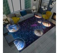 Tapis 3D Star Galaxie Planète Univers Motif Petit Tapis Salon Moderne Chambre Carre Antidérapant Enfant Ado Décoration Tapis,Gamer Tapis de Chaise Bleu Noir Lavable Antidérapant (E,80 x120 cm)