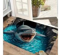 Tapis 3D Vortex motif de trou sans fond avec animaux sous-marins illusion d'optique avec dauphins et tortues de mer tapis lavable antidérapant pour l'entrée le salon la décoration intérieure