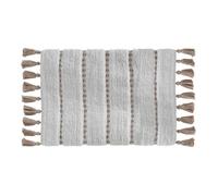 - Tapis à pompons pour salle de bain - 50 x 75 cm - Taupe et crème