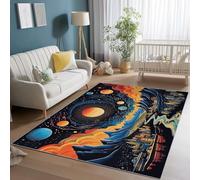 Tapis 60 x 110 cm Décoratif De Cosmos Galaxie Et Montagnes De Dessins Animés, Tapis De Chambre à Coucher antidérapant Poil Court - pour Salon Chambre à Coucher Salle à Manger Coloré